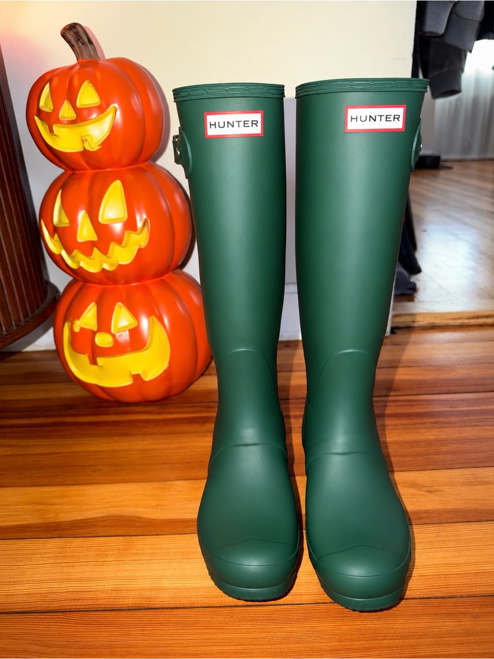 Hunter Green Tall Rain Boots - Matte Forest Green